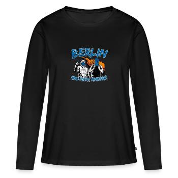 Berlin und nicht anders UPDATE - Frauen Premium Bio Langarmshirt - Schwarz - Vorne - Julia (174cm)