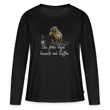 Der fruehe Vogel braucht viel Kaffee - Frauen Premium Bio Langarmshirt - Schwarz - Vorne - Julia (174cm)