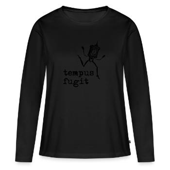 tempus fugit - Le temps s'enfuit - T-shirt manches longues Premium bio Femme - noir - Devant - Julia (174cm)