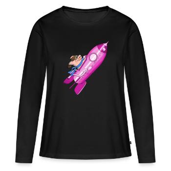 rocket - Women's Premium Organic Long Sleeve Shirt - black - Front - Julia (174cm)