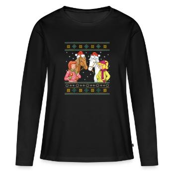 Bibi und Tina mit Amadeus und Sabrina Weihnachten - Frauen Premium Bio Langarmshirt - Schwarz - Vorne - Julia (174cm)