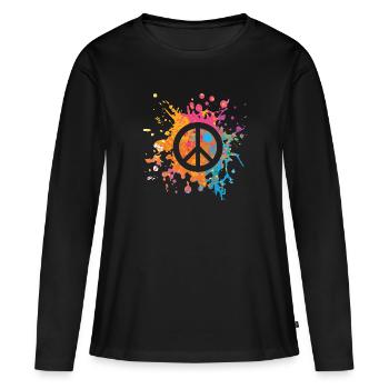 Frieden Symbol Zeichen Weltfrieden - Frauen Premium Bio Langarmshirt - Schwarz - Vorne - Julia (174cm)