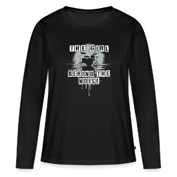 Fille bruyante drôle batteur fille disant - T-shirt manches longues Premium bio Femme - noir - Devant - Julia (174cm)