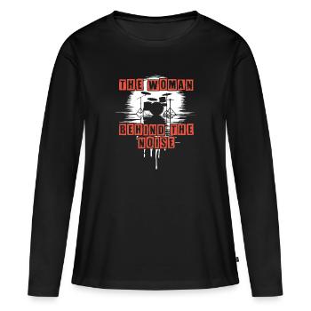 Drummer Woman Schlagzeugerin Girls Band - Frauen Premium Bio Langarmshirt - Schwarz - Vorne - Julia (174cm)