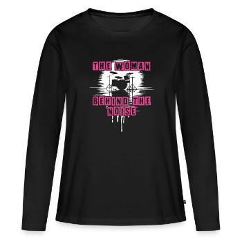 Drummer Woman Schlagzeugerin Girls Band - Frauen Premium Bio Langarmshirt - Schwarz - Vorne - Julia (174cm)