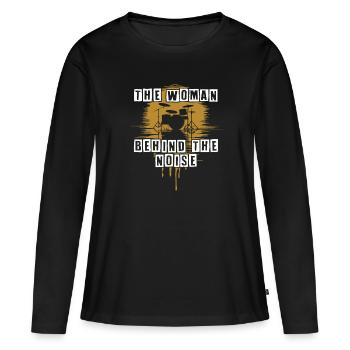 Drummer Woman Schlagzeugerin Girls Band - Frauen Premium Bio Langarmshirt - Schwarz - Vorne - Julia (174cm)