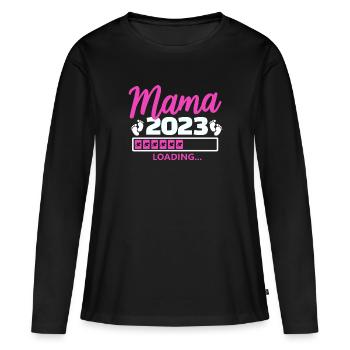 Mama 2023 loading - Frauen Premium Bio Langarmshirt - Schwarz - Vorne - Julia (174cm)