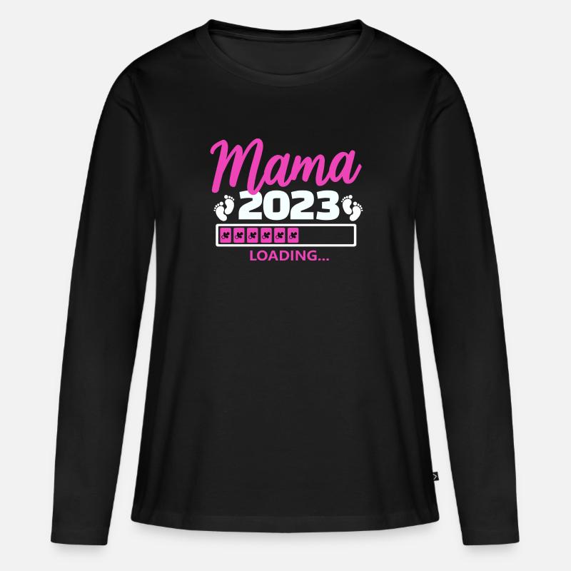Mama 2023 loading - Frauen Premium Bio Langarmshirt - Schwarz
