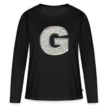G, lettre, lettre G, initiale, initiale G, monogramme, - T-shirt manches longues Premium bio Femme - noir - Devant - Julia (174cm)