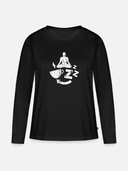 Kaffee Yoga Schlaf Wiederholung - Frauen Premium Bio Langarmshirt - Schwarz