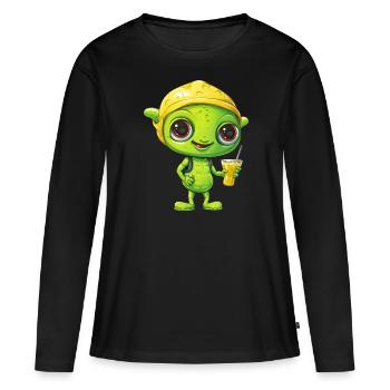 Boisson rafraîchissante au citron extraterrestre: vert et jaune - T-shirt manches longues Premium bio Femme - noir - Devant - Julia (174cm)