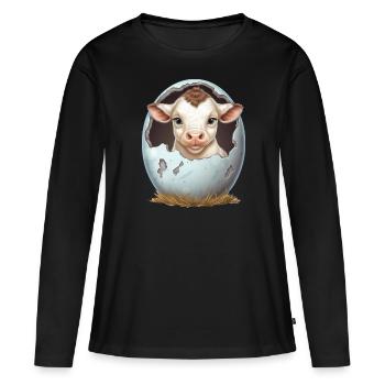Éclosions d’agneau sucré : le début d’une nouvelle vie - T-shirt manches longues Premium bio Femme - noir - Devant - Julia (174cm)