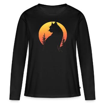 Luchs - Frauen Premium Bio Langarmshirt - Schwarz - Vorne - Julia (174cm)