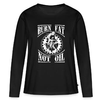 Brûler les graisses, pas d'huile. - T-shirt manches longues Premium bio Femme - noir - Devant - Julia (174cm)