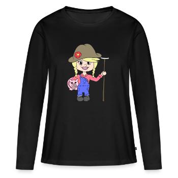 fermière - T-shirt manches longues Premium bio Femme - noir - Devant - Julia (174cm)