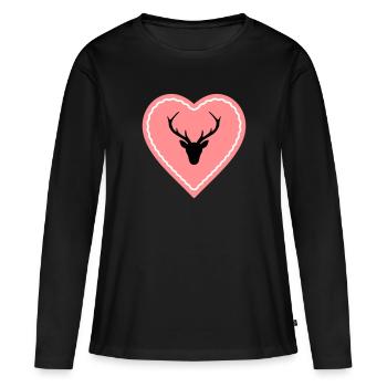 Bois de cerf - T-shirt manches longues Premium bio Femme - noir - Devant - Julia (174cm)