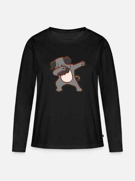 Dab Hund - Frauen Premium Bio Langarmshirt - Schwarz
