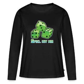 Jeu de dés ou de dés je joue avec moi - T-shirt manches longues Premium bio Femme - noir - Devant - Julia (174cm)