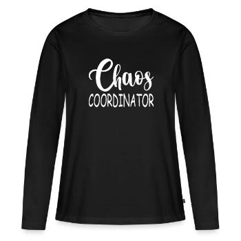 COORDINATEUR CHAOS - T-shirt manches longues Premium bio Femme - noir - Devant - Julia (174cm)