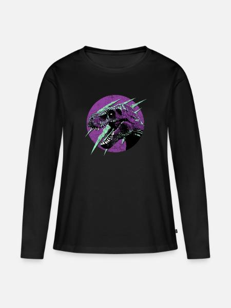 Dinosaurier Tyrannosaurus Rex Kratzer Design - Frauen Premium Bio Langarmshirt - Schwarz
