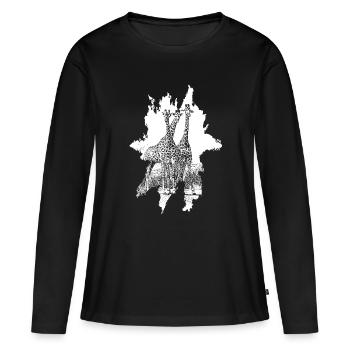 Giraffen der Savanne - Frauen Premium Bio Langarmshirt - Schwarz - Vorne - Julia (174cm)