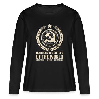 Internationalisme communiste - T-shirt manches longues Premium bio Femme - noir - Devant - Julia (174cm)