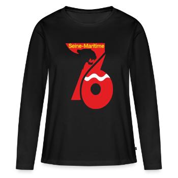 Seine-Maritime - T-shirt manches longues Premium bio Femme - noir - Devant - Julia (174cm)