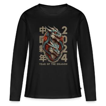 Dragon chinois - T-shirt manches longues Premium bio Femme - noir - Devant - Julia (174cm)