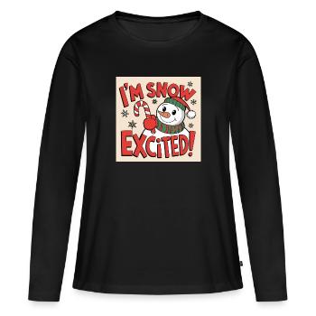 JE SUIS EXCITÉ PAR LA NEIGE ! - T-shirt manches longues Premium bio Femme - noir - Devant - Julia (174cm)