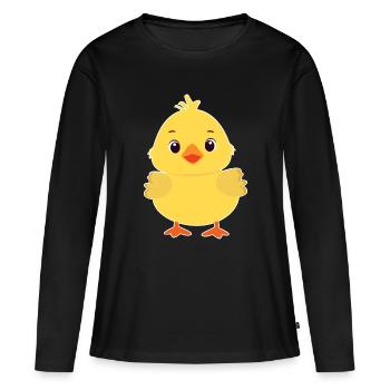Poussin - T-shirt manches longues Premium bio Femme - noir - Devant - Julia (174cm)