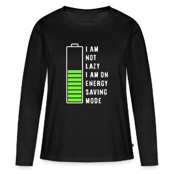 Je ne suis pas paresseux - T-shirt manches longues Premium bio Femme - noir - Devant - Julia (174cm)