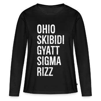 Ohio Skibidi Gyatt Sigma Rizz - Frauen Premium Bio Langarmshirt - Schwarz - Vorne - Julia (174cm)