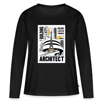 Architect - T-shirt manches longues Premium bio Femme - noir - Devant - Julia (174cm)