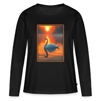 Schwäne Schwan - Frauen Premium Bio Langarmshirt - Schwarz - Vorne - Julia (174cm)