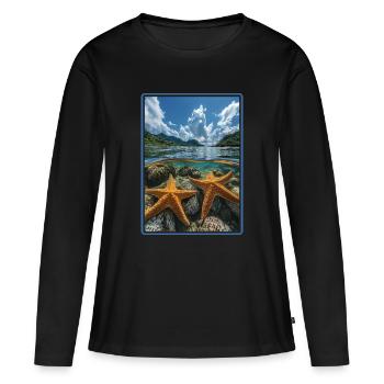 Étoile de mer Étoile de mer - T-shirt manches longues Premium bio Femme - noir - Devant - Julia (174cm)