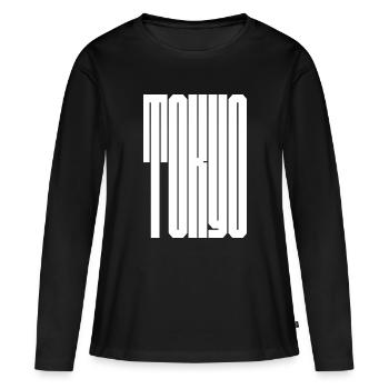 Tokio-Stadt fette Typografie - Frauen Premium Bio Langarmshirt - Schwarz - Vorne - Julia (174cm)