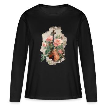 Violon Violon - T-shirt manches longues Premium bio Femme - noir - Devant - Julia (174cm)