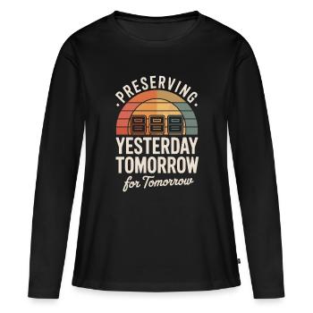 Préserver hier pour demain - T-shirt manches longues Premium bio Femme - noir - Devant - Julia (174cm)