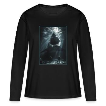 Grand requin blanc Grand requin blanc - T-shirt manches longues Premium bio Femme - noir - Devant - Julia (174cm)