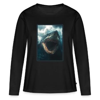 Grand requin blanc Grand requin blanc - T-shirt manches longues Premium bio Femme - noir - Devant - Julia (174cm)