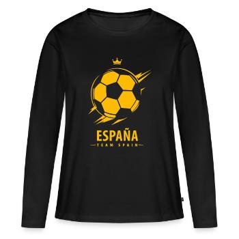 Titre d’équipe espagnole de football - T-shirt manches longues Premium bio Femme - noir - Devant - Julia (174cm)