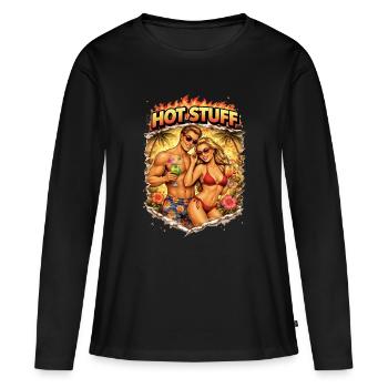 Ambiance cocktail de couple de plage Hot Stuff - T-shirt manches longues Premium bio Femme - noir - Devant - Julia (174cm)
