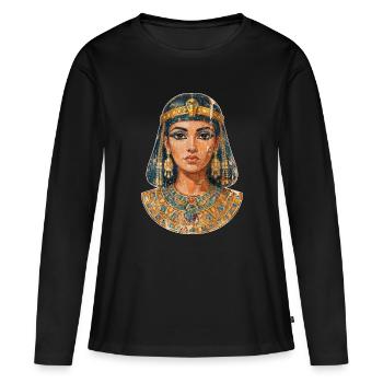 Cléopâtre - Reine d’Égypte (fresque) - T-shirt manches longues Premium bio Femme - noir - Devant - Julia (174cm)