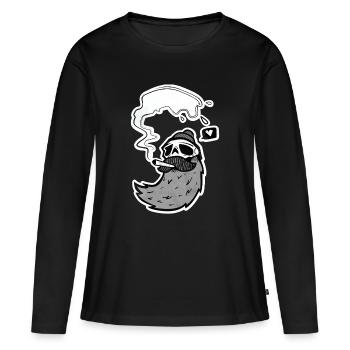 Crâne de surfeur – Crâne avec vague et cœur - T-shirt manches longues Premium bio Femme - noir - Devant - Julia (174cm)