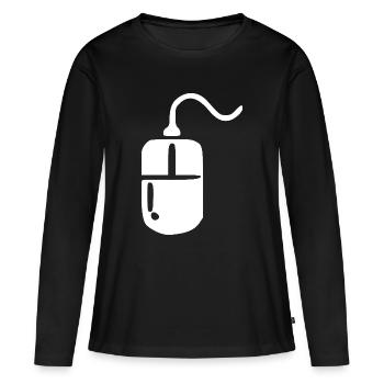 Retro_Vintage_80er_90er_Jahre_Maus_Computermaus - T-shirt manches longues Premium bio Femme - noir - Devant - Julia (174cm)
