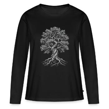 Chêne Tordu de la Vie - T-shirt manches longues Premium bio Femme - noir - Devant - Julia (174cm)