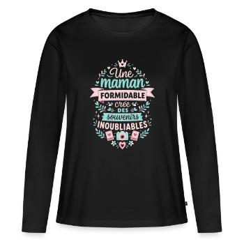 Maman Formidable: Souvenirs Inoubliables - T-shirt manches longues Premium bio Femme - noir - Devant - Julia (174cm)