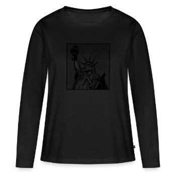 Liberté - T-shirt manches longues Premium bio Femme - noir - Devant - Julia (174cm)