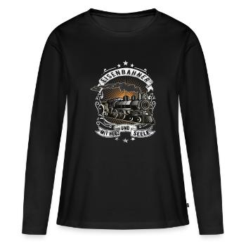 Eisenbahn Eisenbahner - Frauen Premium Bio Langarmshirt - Schwarz - Vorne - Julia (174cm)
