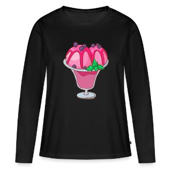 Crème glacée, crème glacée, crème glacée, crème glacée, boule, crème glacée, sundae - T-shirt manches longues Premium bio Femme - noir - Devant - Julia (174cm)